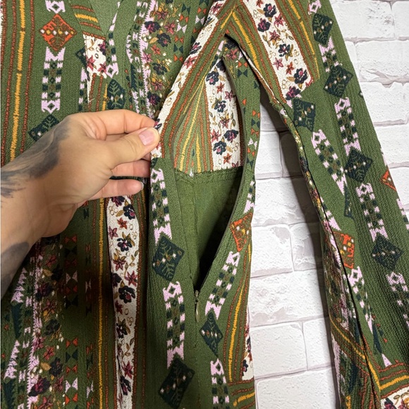 Altar’d State Maxi Dress Olive Floral Boho Long Sleeve - Picture 6 of 10